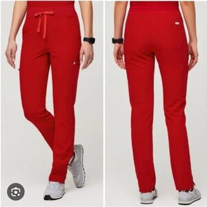 Figs 2XL Yola skinny pants scrub bottom in red, worn once